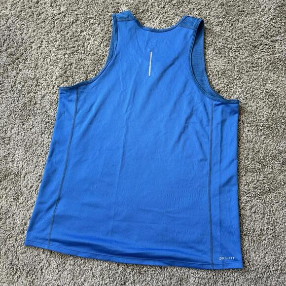Nike Running Dri-Fit Men’s Blue Tank Top Size Large Sleeveless Dry Quick Sports - Picture 2 of 10